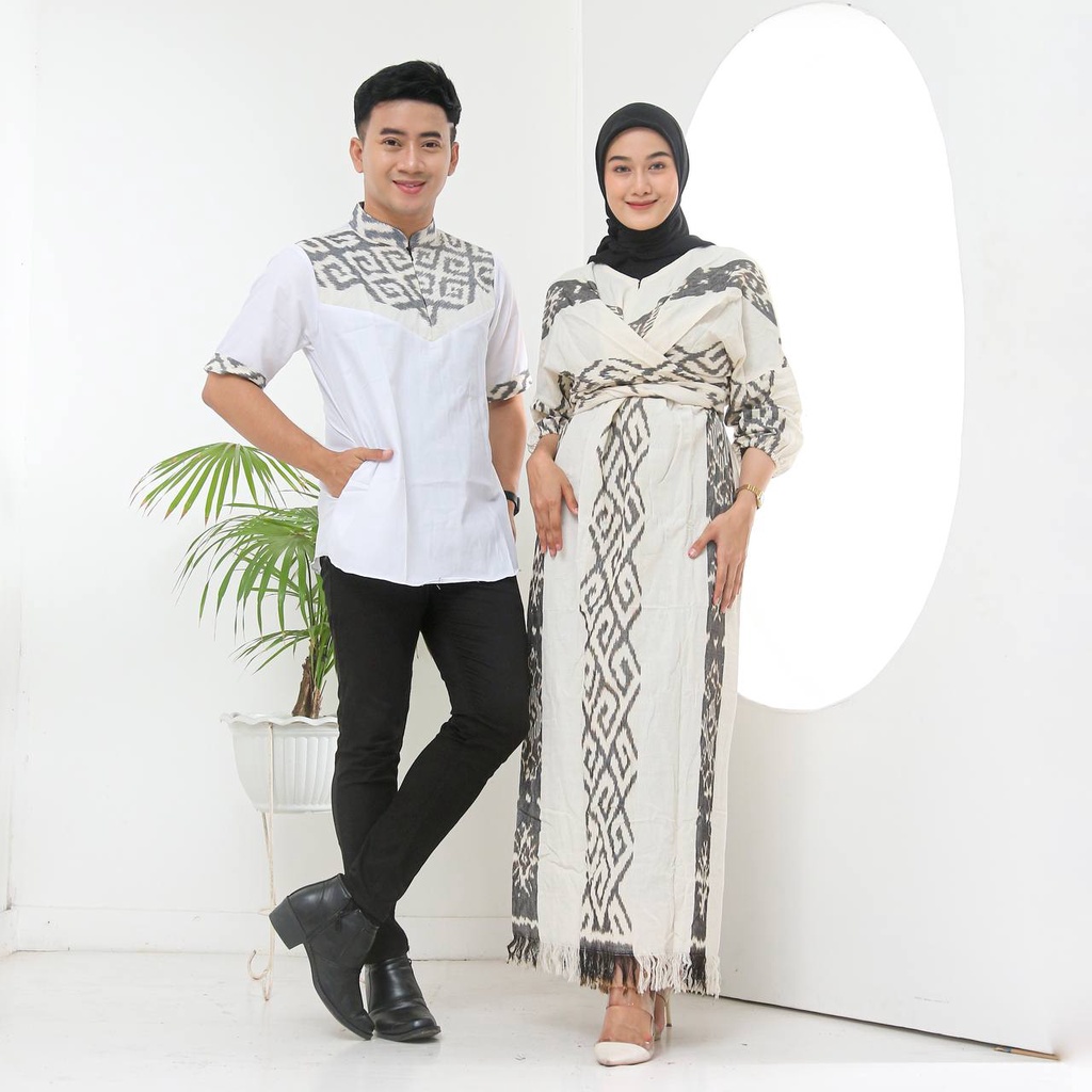 DRESS RANIA IVORY PUTIH &amp; VNECK TENUN ASLI DEBBY STORE PEKALONGAN COUPLE TENUN