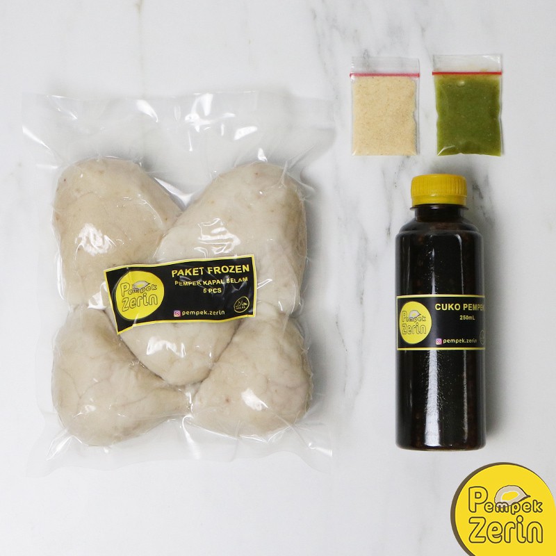 

Pempek Kapal Selam / Telor Besar Paket Frozen 5 Pcs + 1 Botol Cuko 250mL - PEMPEK ZERIN