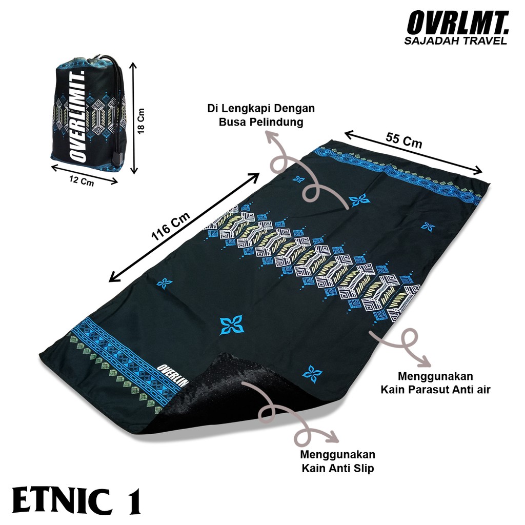 Sajadah Travel Overlimit Etnic 1 Sajadah Lipat Portable Anti Air | Anti Geser | Anti Covid - Motif Modern