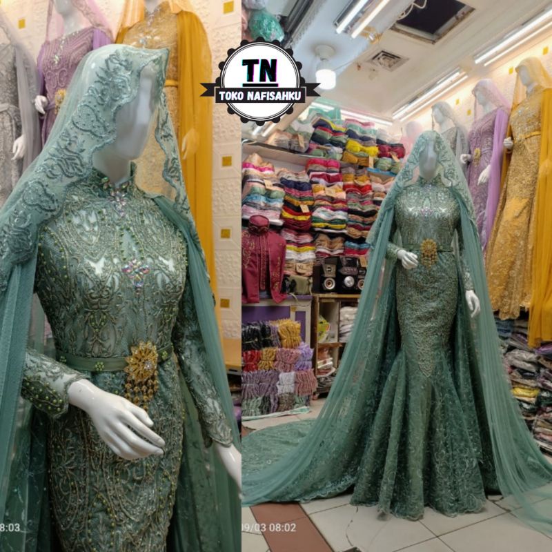 baju pengantin modern | dress slim payet | wedding dress | gaun pengantin akad nikah | kebaya akad
