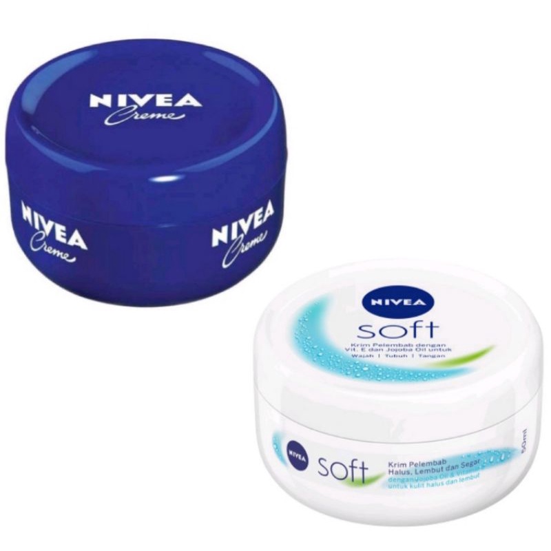 NIVEA Crème Soft Jar| Crème Biru 50ml dan 100ml | Nivea Cream | Krim Pelembab untuk Kulit Kering