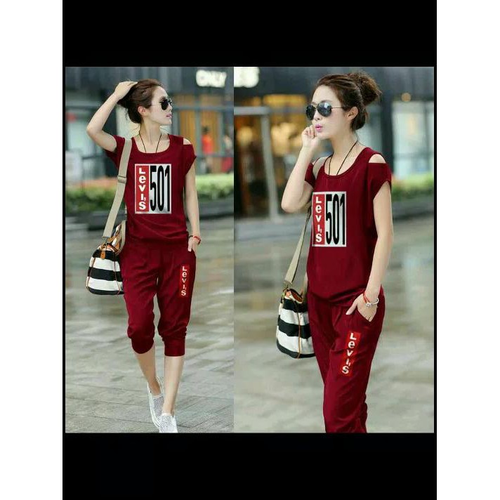 SETELAN WANITA LEVIS 501 MAROON