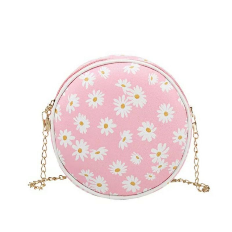 Dem_sare - KDS009 DAISYKA Tas Wanita Tas Selempang Wanita Mini Sling Bag Tas Bahu Bulat Tali Rantai