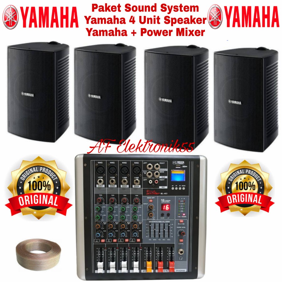 Jual Paket Sound System Yamaha 4 Unit Speaker + Power Mixer Original Shopee Indonesia