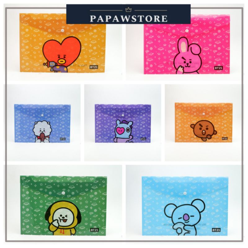 

Map Binder Plastik BTS/BT21 KPop Favourit Multifungsi Ukuran A4