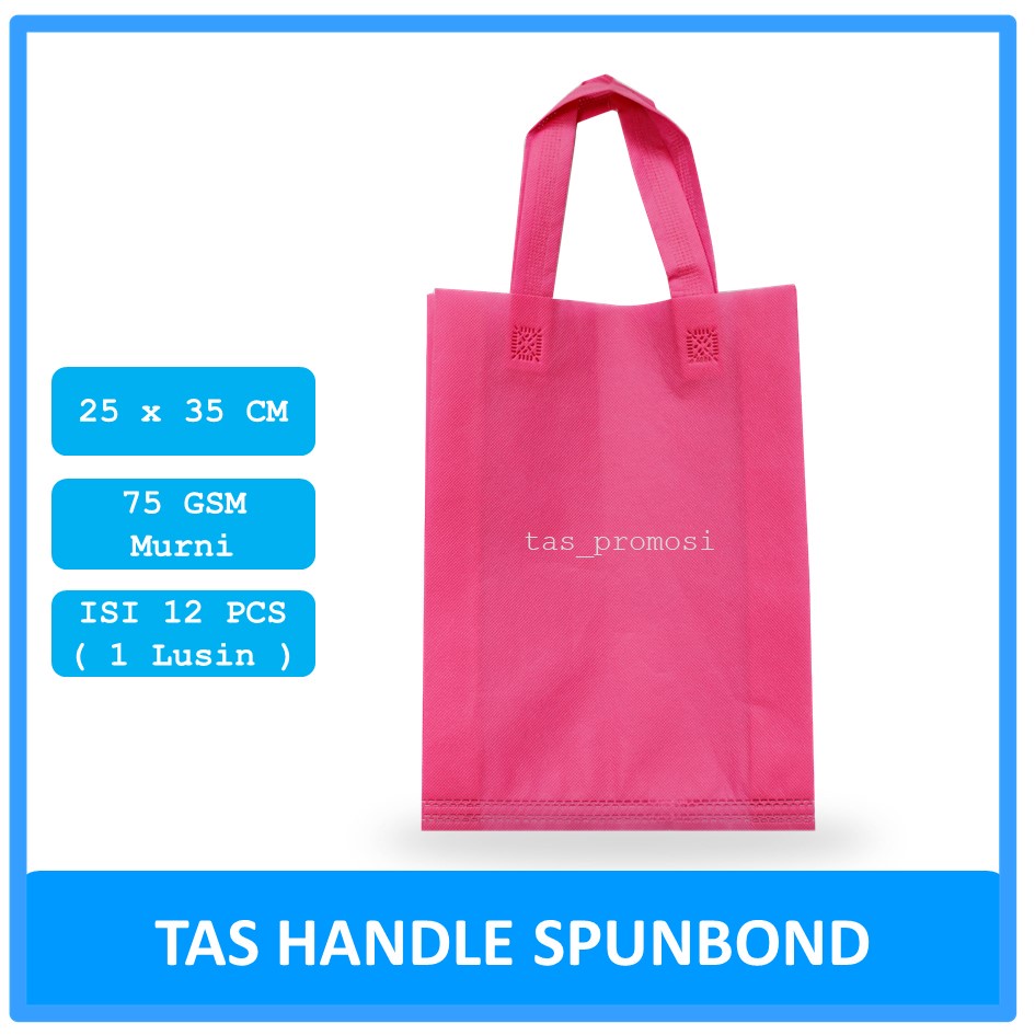 Goodie bag Spunbond Handle 25x35 Pink Satuan / Tas Spunbond Polos