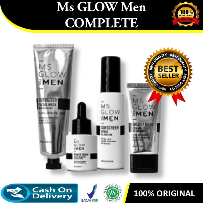 Ms Glow Men Skincare Cowok Paket COMPLETE Perawatan Wajah PRIA 4IN1