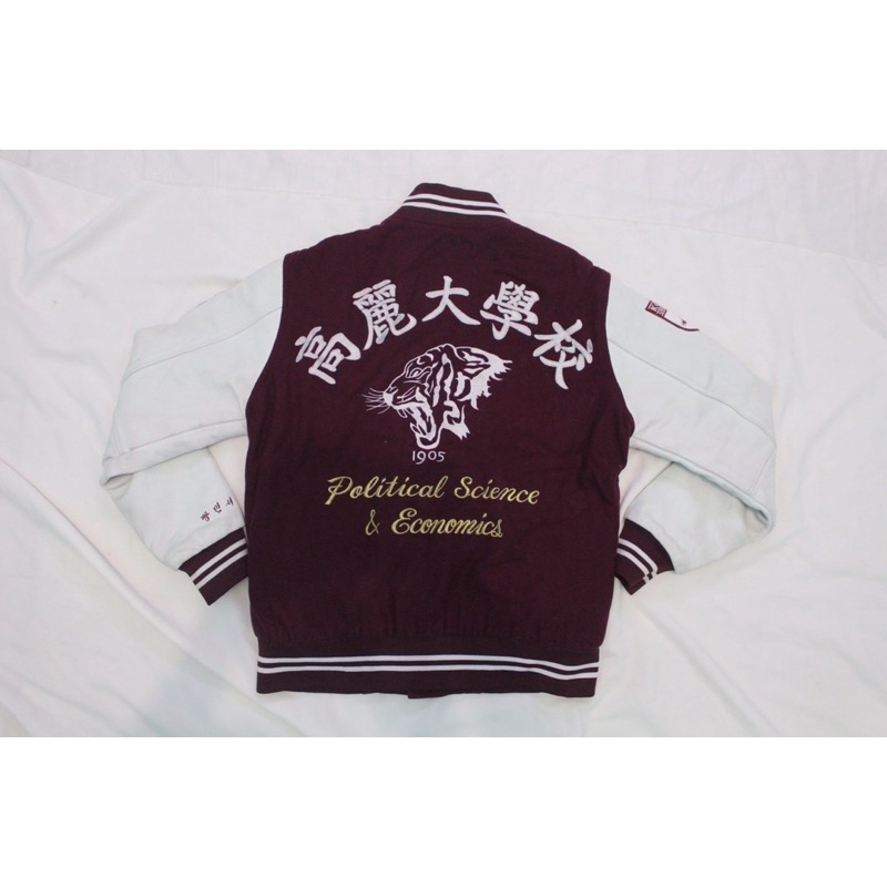 Jaket varsity leather wool maroon K tiger