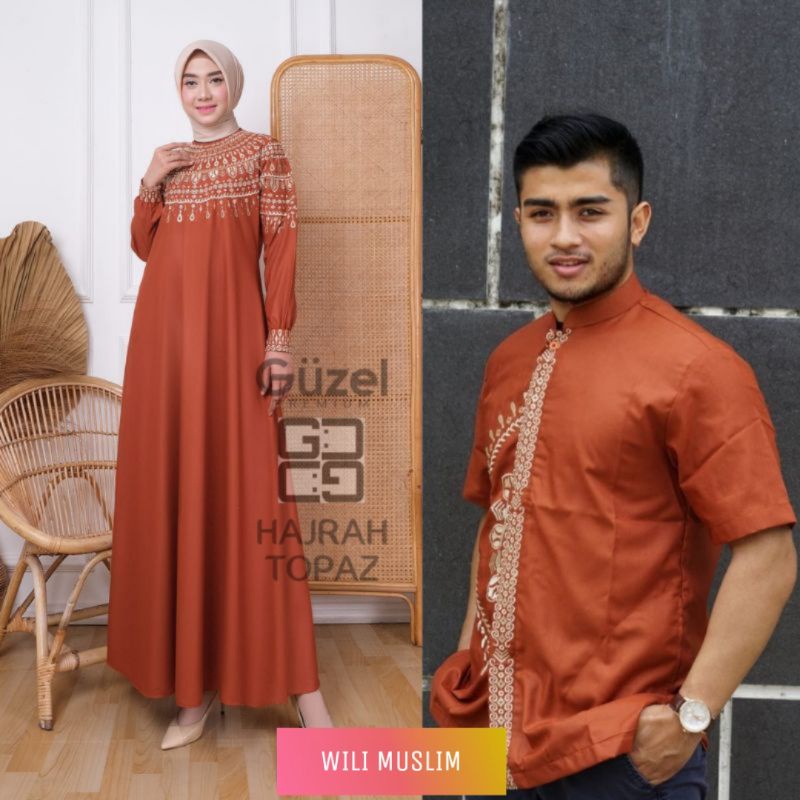 WILI MUSLIM / GAMIS HAJRAH TOPAZ COUPLE BORDIR PREMIUM LEBARAN 2022 / BAHAN KATUN MADINA TOYOBO / Ko