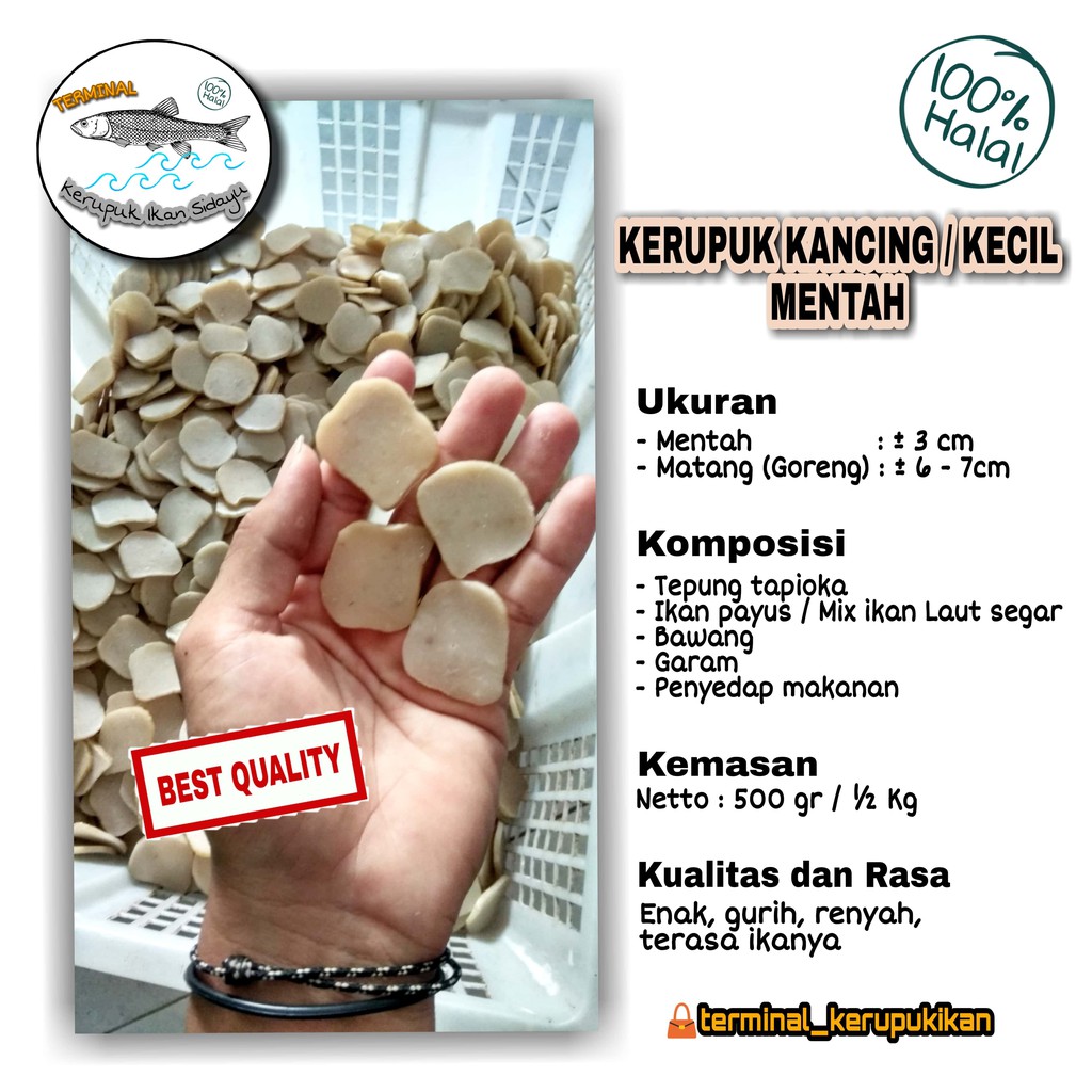 Kerupuk ikan bntuk Kecil/Kancing 500gr | khas Sidayu Gresik