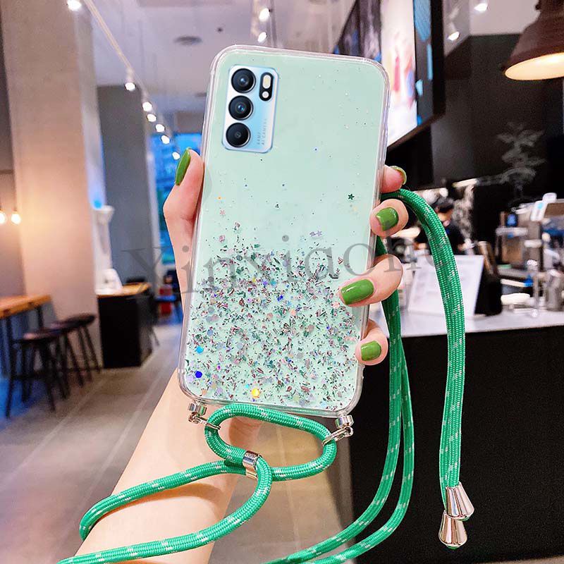 Case Tali Nagita Oppo Reno 7 4G/ Reno 6 4G/Reno 6 5G/Reno 7Z 5G/A96 5G Lanyard Glitter Gantungan