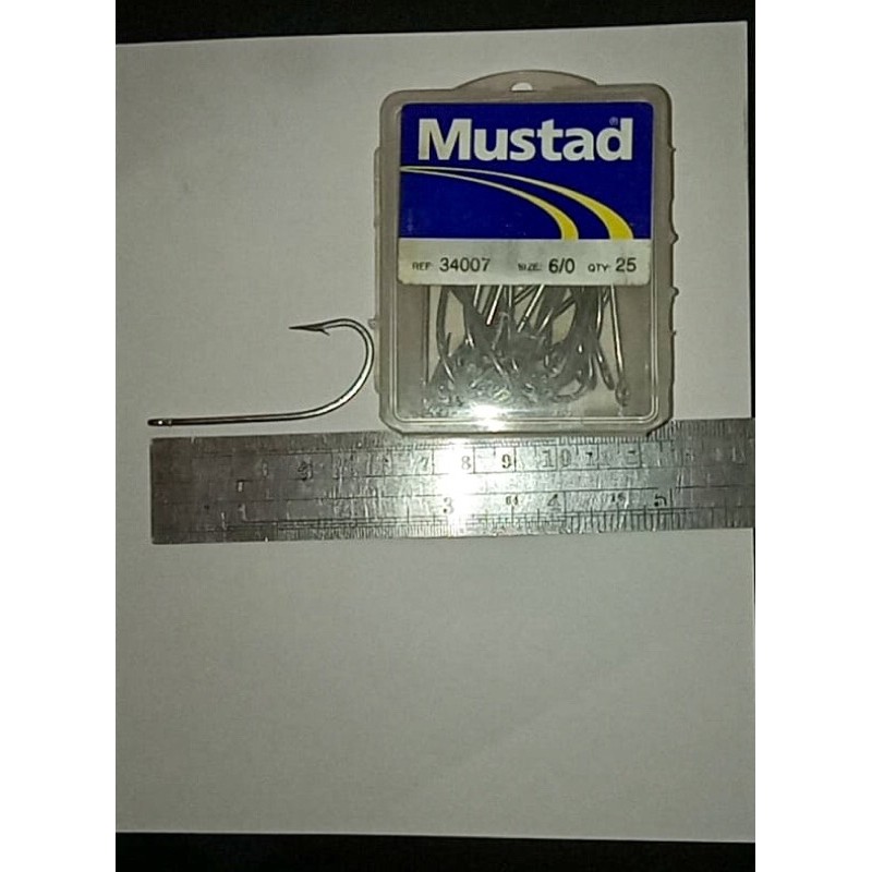 Mustad Hooks Mata Pancing/Kail Size 6/0 Tipe/Ref 34007 QTY.25pcs Asli Stainless Steel Made in Norway