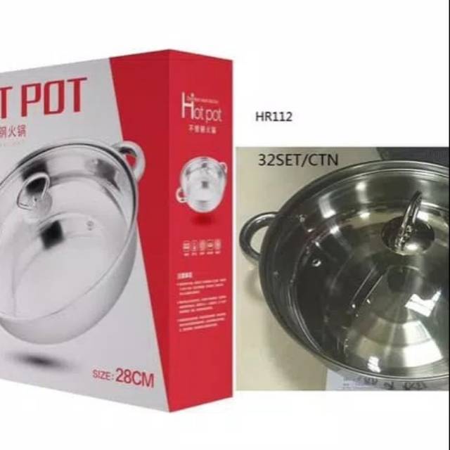 Panci hot pot tutup kaca 28cm