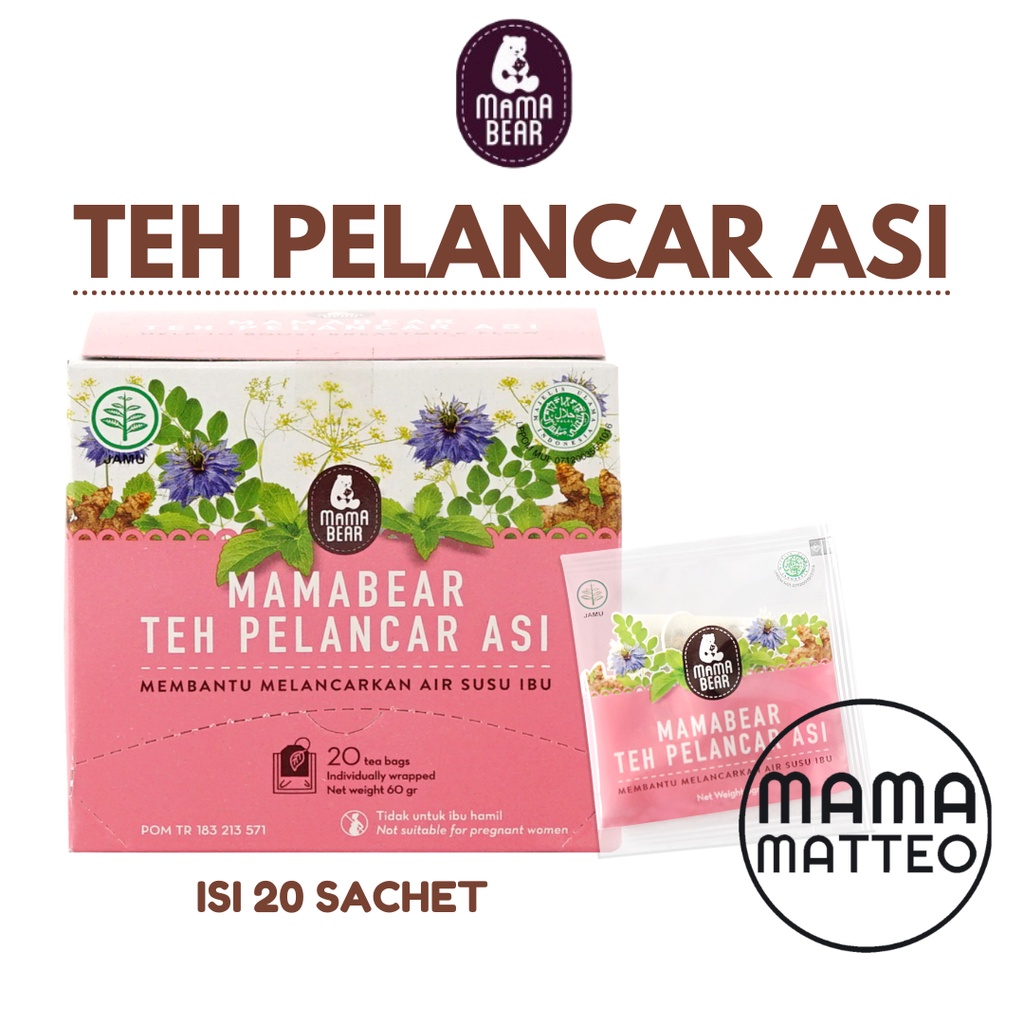 MAMABEAR Teh ASI Booster Tea Penambah Pelancar ASI Mama Bear Teh Box Rasa Original Lemongrass Blueberry Peach / MAMABEAR BANDUNG