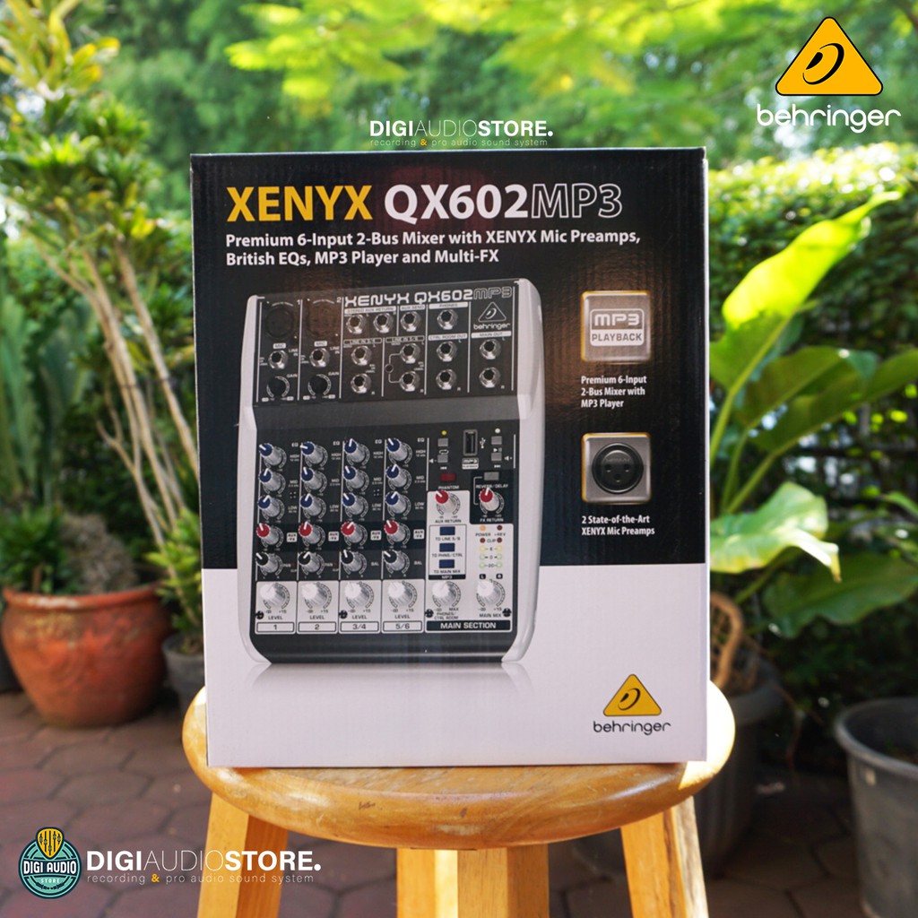 Audio Mixer 4 Channel 2 Mono 2 Stereo Behringer Xenyx QX602Mp3 dengan USB Mp3 Player & Efek Vocal