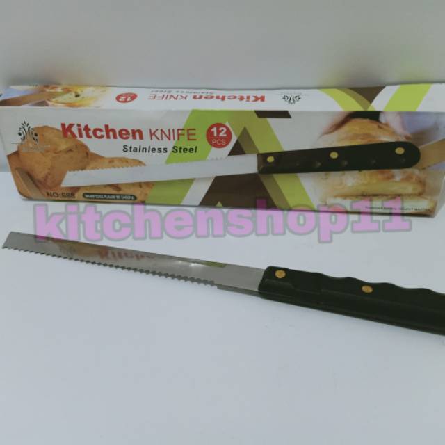 2 set knife bread / pemotong roti / Pisau roti / pisau kue / pisau bolu / pisau roti gagang hitam