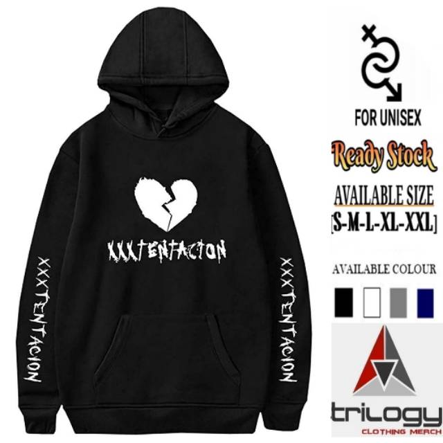 HOODIE SWEATER XXXTENTACION SAD HEAR COOL RAP - HITAM