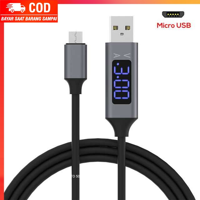 (100% BARANG ORI) TOPK Kabel Charger Micro USB TPE 3A 1M with Voltage Meter - CS0132