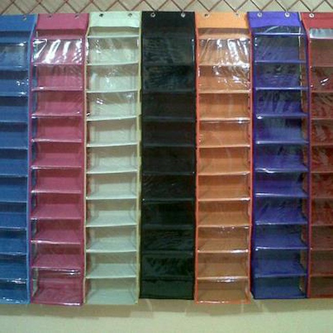 Mika Tebal HSOZ Parasut Hanging Shoes Organizer Zipper Rak Penyimpanan Sepatu Gantung Resleting HSO