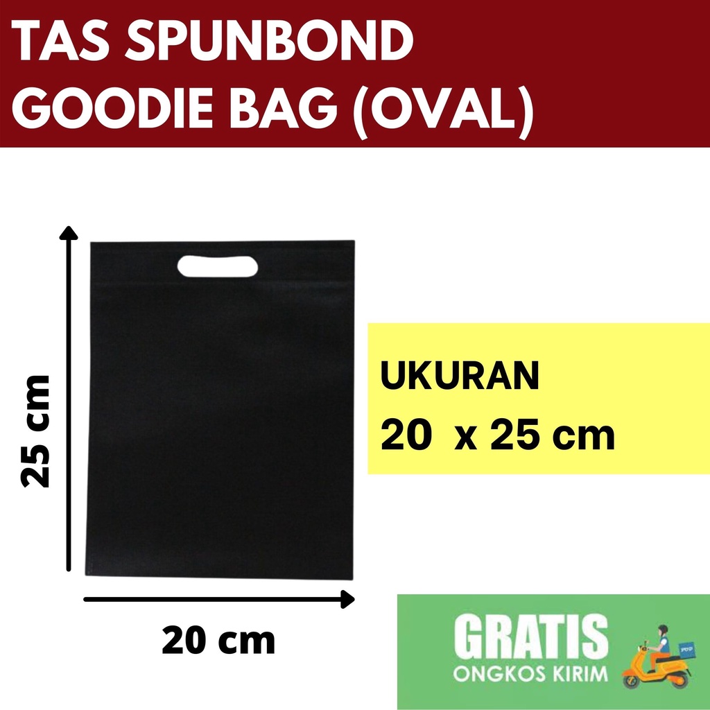 

TAS SPUNBOND OVAL GOODIEBAG 20X25 cm HITAM /Tas Belanja/Tas Ultah