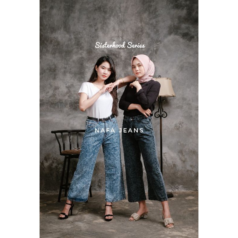 FREE BELT Highwaist Kulot Jeans Wanita / Kulot Jeans lipat / Kulot Jins / Kulot snow Murah