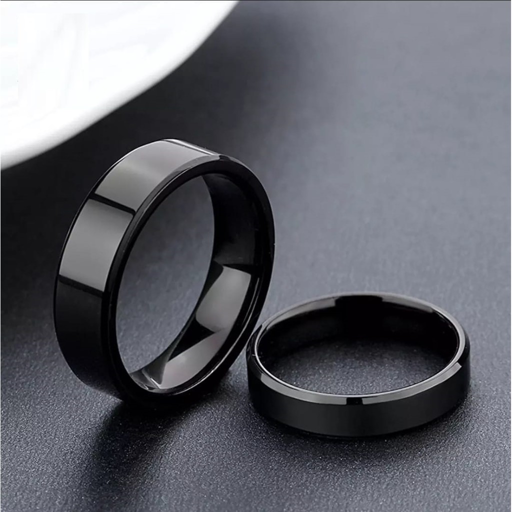 Cincin Titanium Hitam Polos / Cincin Titanium Pria Dan Wanita / Cincin Anti Karat dan Alergi