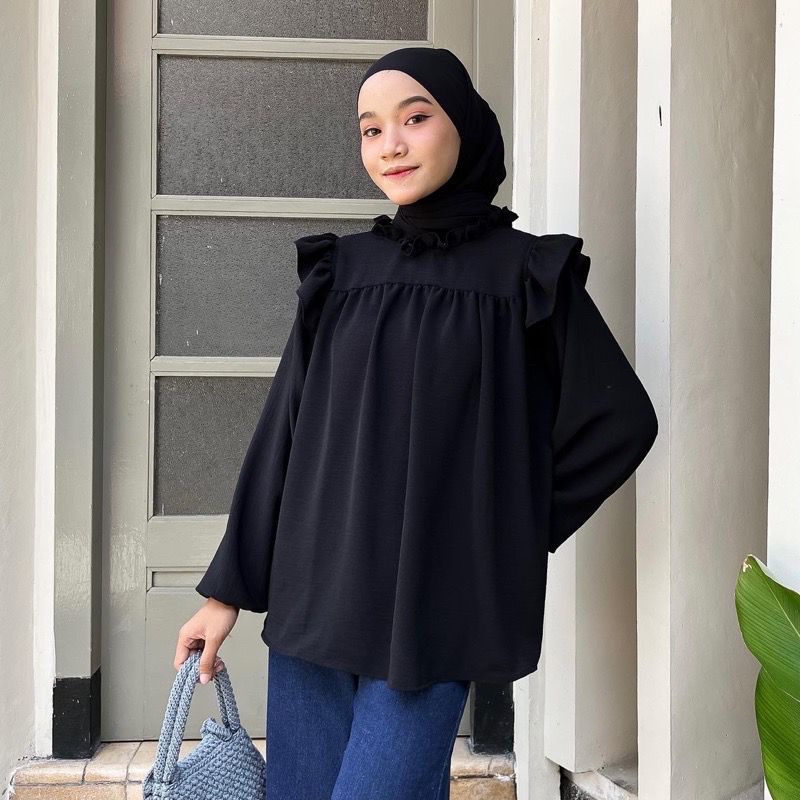 1KG MUAT 5PCS | MOANA BLOUSE RUFFLE AIRFLOW CRINCLE HITS OOTD SELEBGRAM FASHION GROSIR WANITA