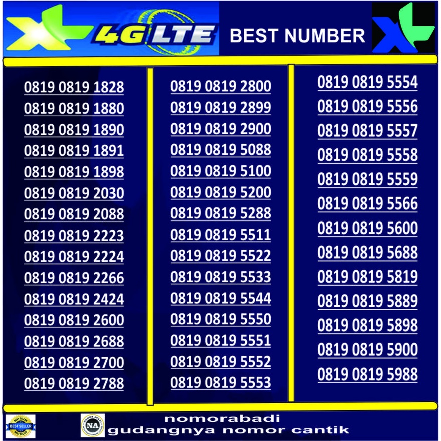 nomorcantik kartu perdana xl 4G 0819 0819 XXXX H500