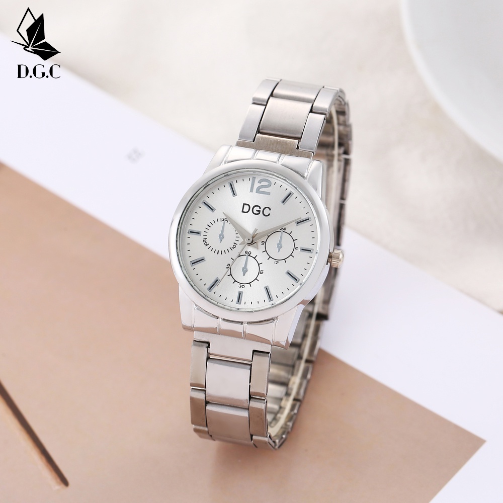 DGC Jam Tangan Bulat Fashion Wanita Jam Tangan Pasangan Kelas Atas Jam Tangan Tali Baja Pri couple C97