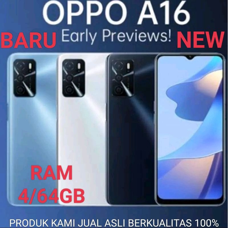 OPPO A16 RAM 6/128GB &amp; 4/64GB [13MP TRIPLE CAMERA,HD EYE-CARE DISPLAY,5000mAh] GARANSI 1TAHUN