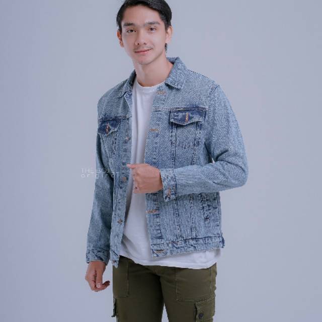 Jeans Sandwash Bojiel ~ Jaket Levis Unisex ~ Jaket Pria Dan Wanita ~ Jeans Denim Polos Jaket