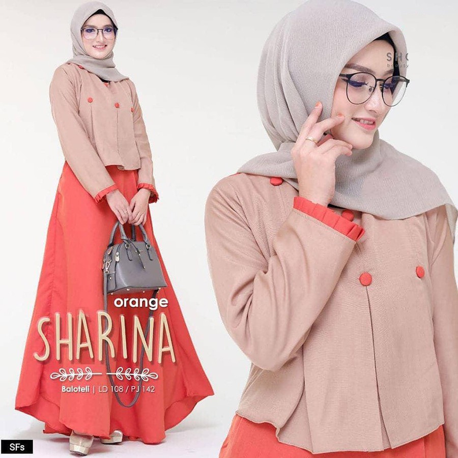 Lufy Sharina Dress 075 Dress Muslim Gamis Maxi Wanita - 6 warna - Moscrepe