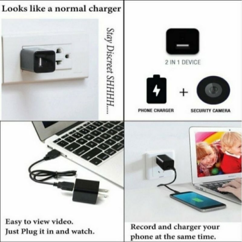 KAMERA KECIL TERSEMBUNYI SPY CAM 5MP SPY KAMERA MINI CHARGER WIFI