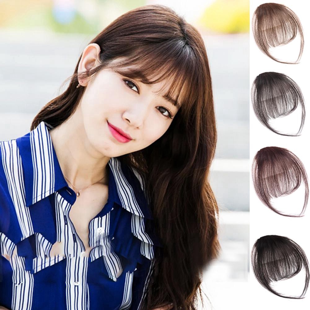 Women Blunt Fringe Neat Front Bangs Extension Clip Shopee Indonesia