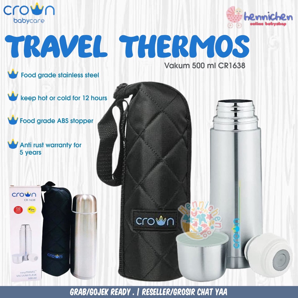 Crown Easy Travel Thermos Vakum 500 ml CR1638 Fancy Food Jar 530 CR6838 Vacuum Flask 500ml CR6638V / TERMOS KARAKTER