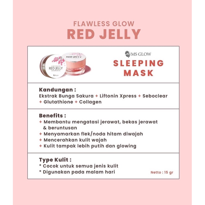 MS GLOW Red jelly Sleeping Mask Moisturizer 15gr