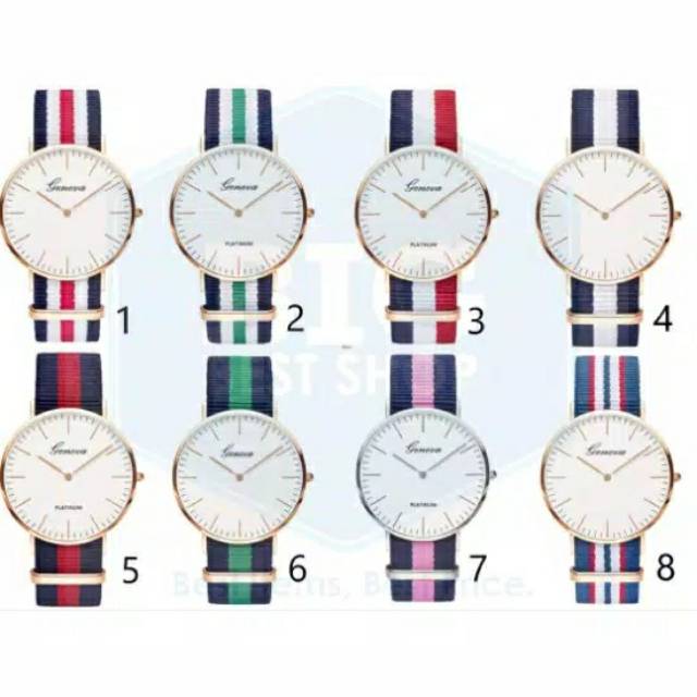 Jam Tangan Pria Wanita Geneva Tali Canvas Kanvas