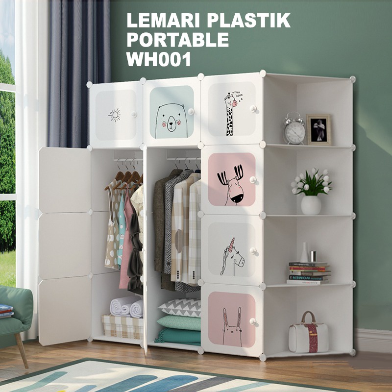 Lemari Plastik 10 Pintu 2 Rak - 1 Gantungan Lemari Plastik Lemari Serbaguna Lemari Portable