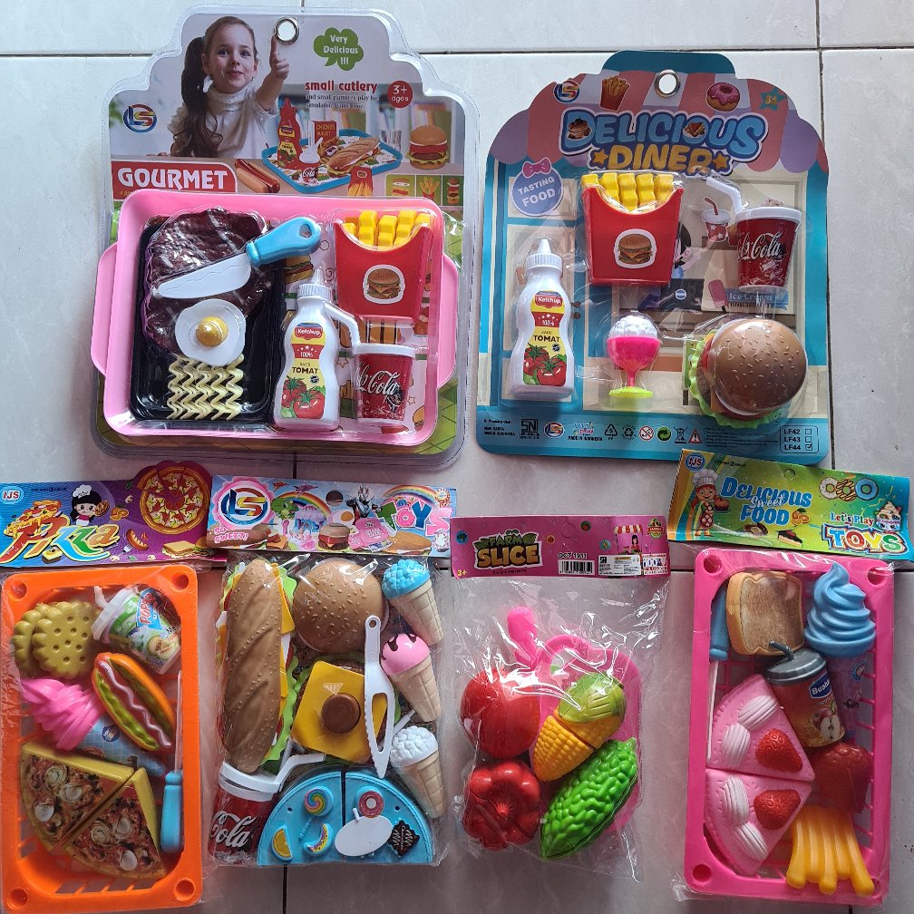 Lf 51big Tray Fast Food / Mainan Makanan Siap Saji Steak Potong Kentang Goreng Dll