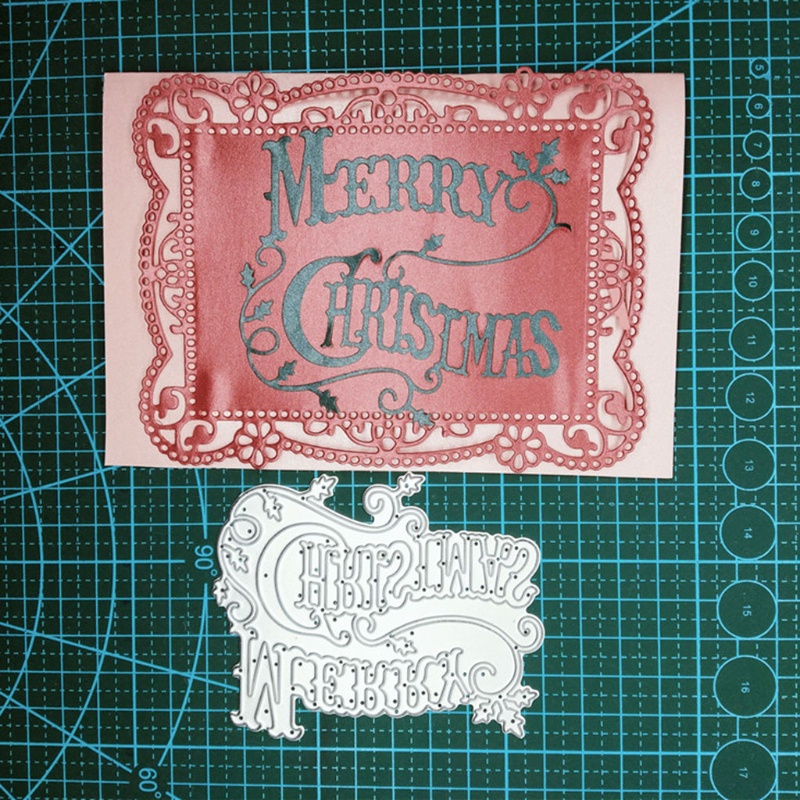 Cetakan Stensil Cutting Dies Motif Merry Christmas Bahan Metal Untuk Scrapbook / Craft DIY