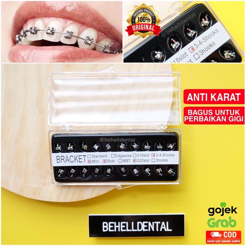 BEHELLDENTAL BRACKET BEHEL METAL GERMANY 345 HOOK . KAWAT GIGI ORTHO PERMANEN ROTH 022 BISA PERBAIKAN PERAWATAN GIGI - DENTAL