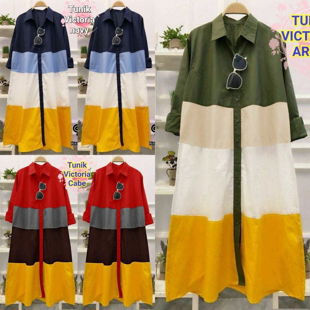 TUNIK Victoria KOMBINASI WARNA / FASHION WANITA TERLARIS TERBARU / DRESS PESTA KASUAL