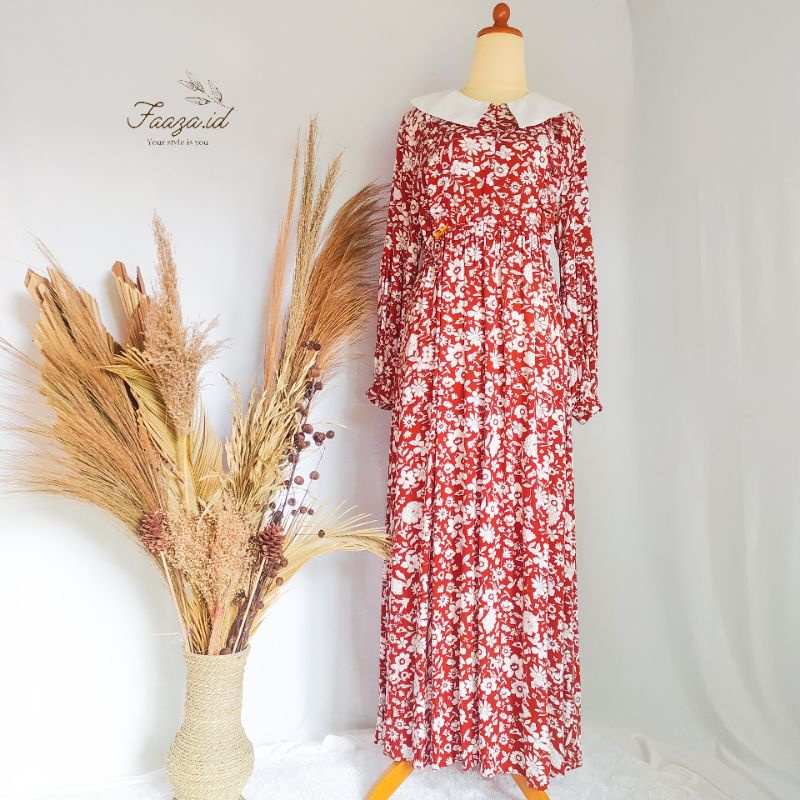 Faaza Gamis Terbaru Limited Motif Bunga Rayon Premium Quality