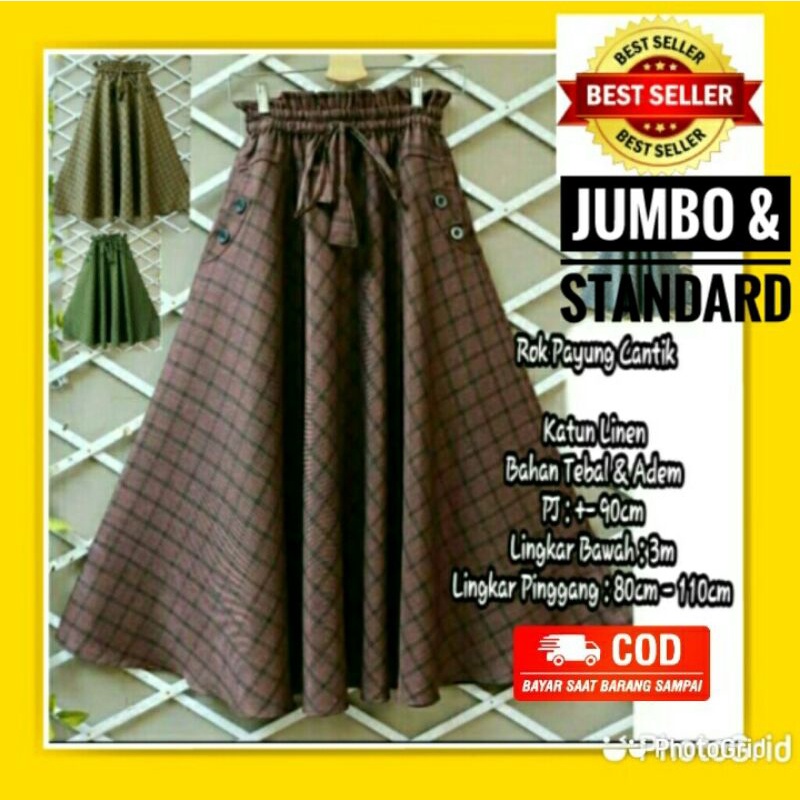 ROK PAYUNG KOTAK/MAXI SKIRT/ROK PAYUNG PANJANG/KLOK LEBAR