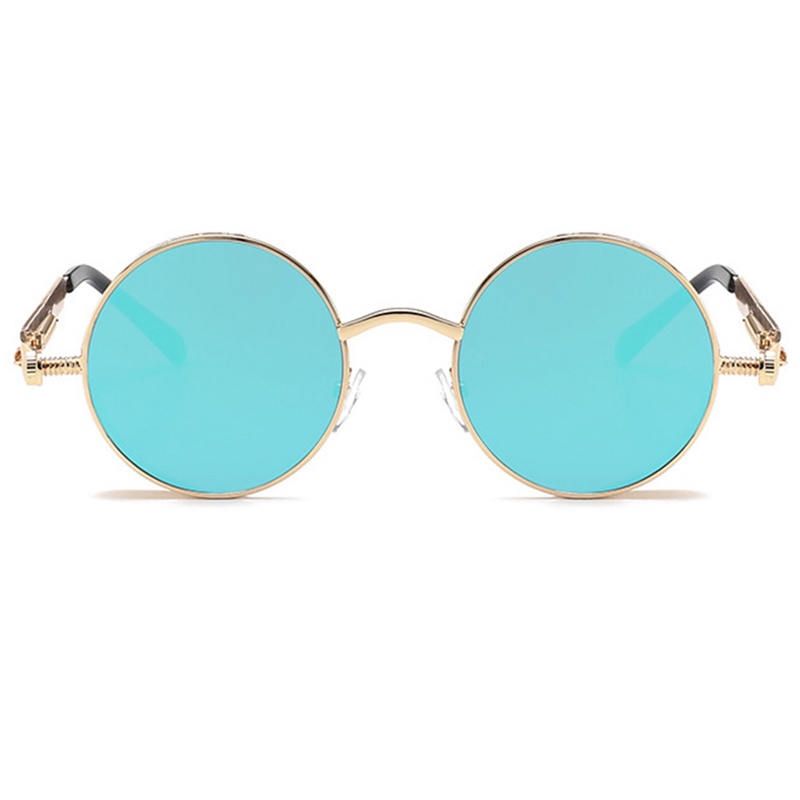 Kacamata Hitam UV400 Bingkai Bulat Bahan Logam Gaya Retro Klasik Gothic Steampunk Untuk Pria Dan Wanita