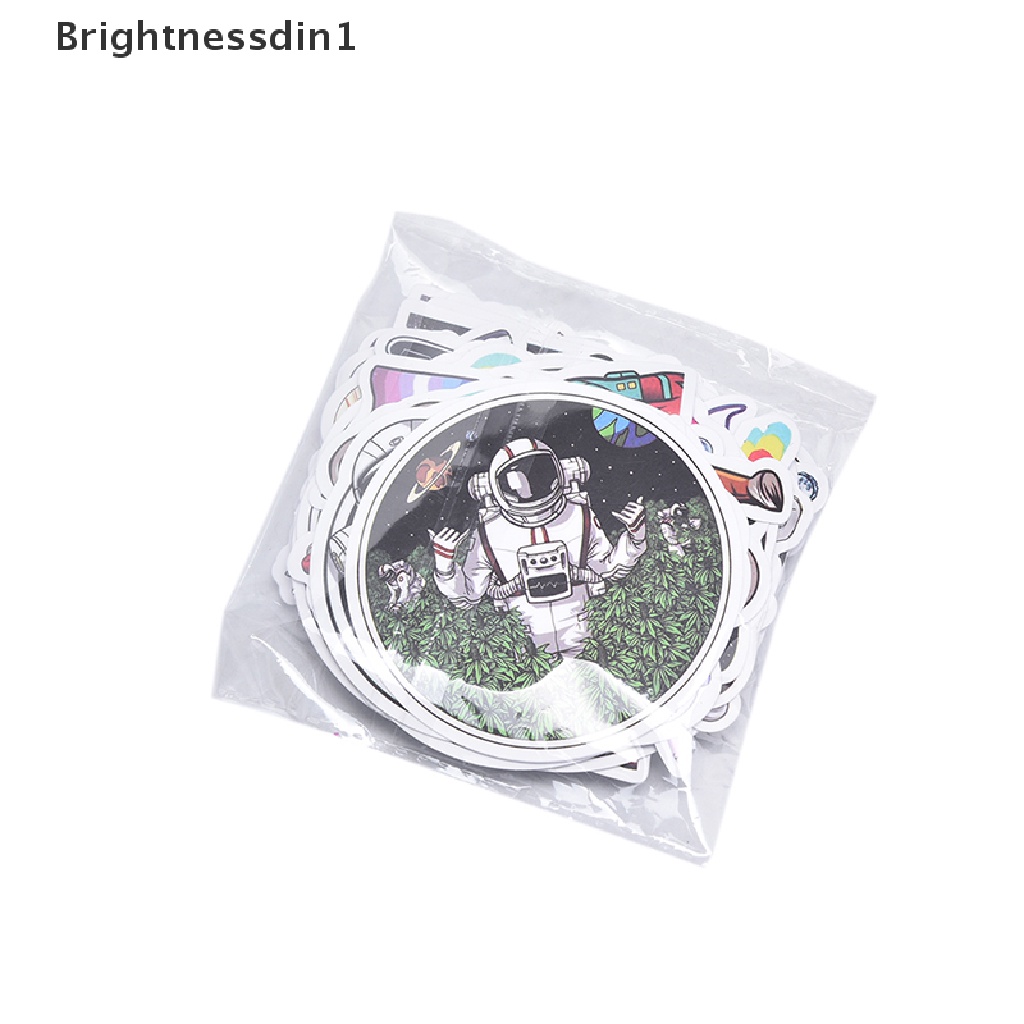 (Brightnessdin1) 50pcs Stiker Graffiti Astronot Anti Air Untuk Dekorasi Skateboard / Laptop / Koper DIY