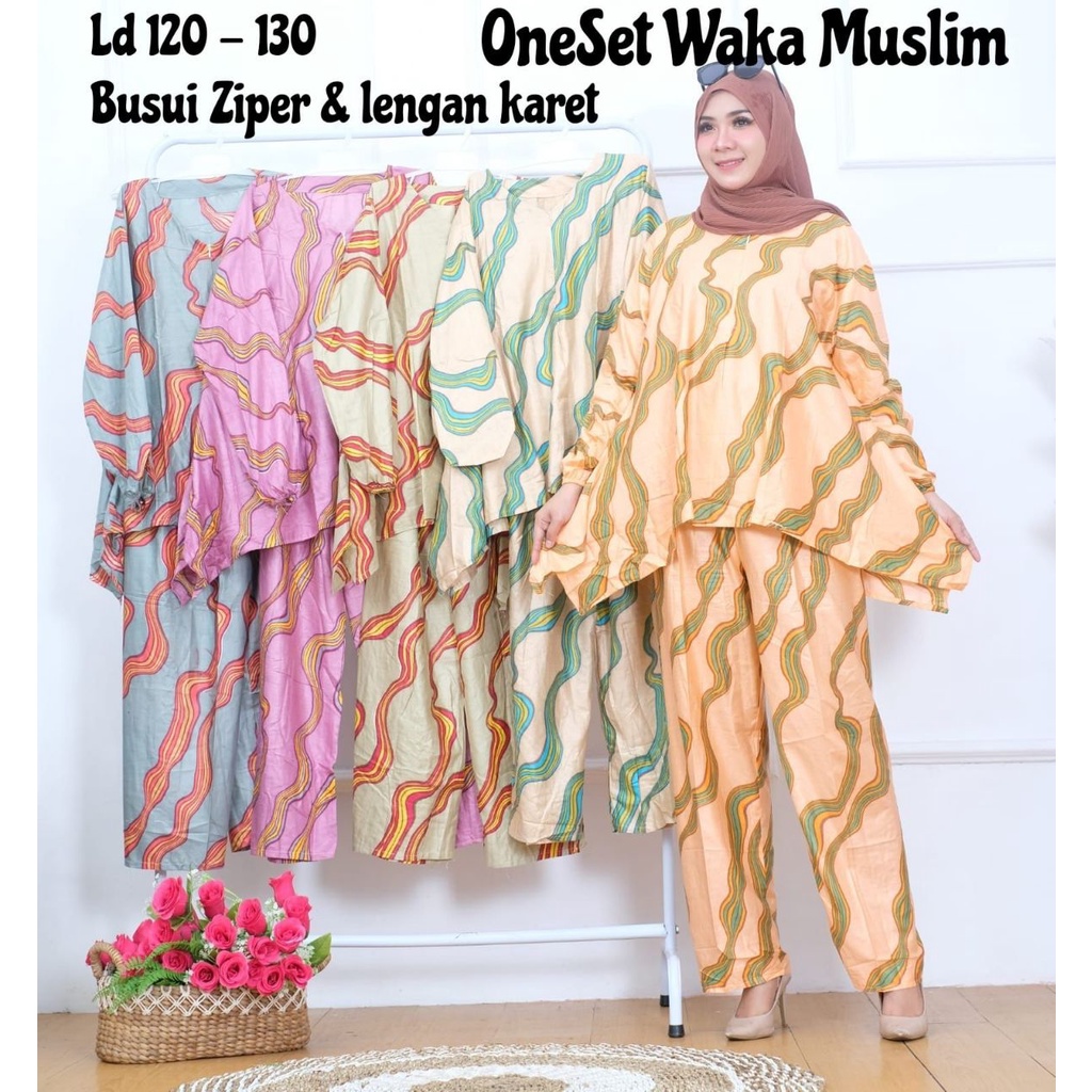 Setelan Waka jumbo pajamas katun rayon one set ld 130