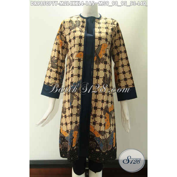 Dress Batik Wanita Masa Kini Model Pias Kombinasi Kain Toyobo Pakai Resleting Size MLXXL DR 9850 PTY