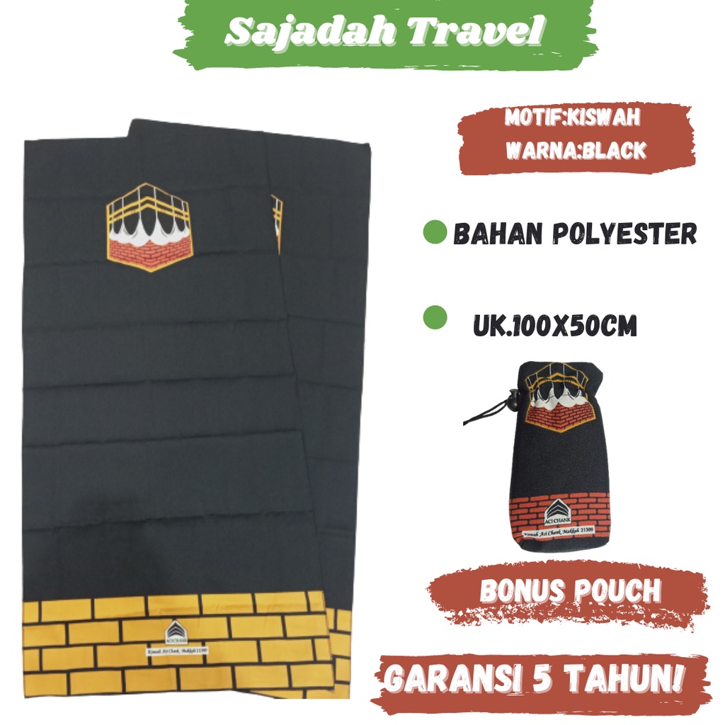 Sajadah Travel / Sajadah Ka'bah  Motif Kiswah Warna Hitam