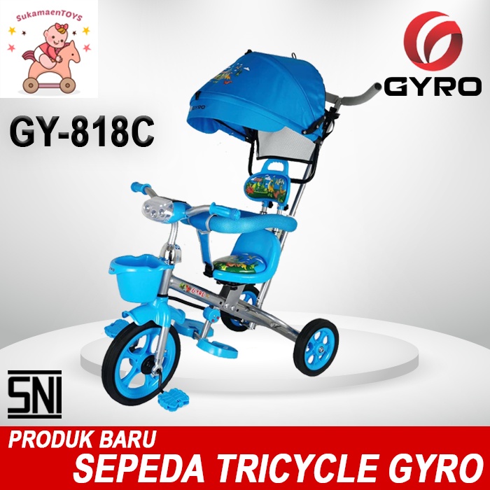 SEPEDA TRICYCLE STROLLER ANAK GYRO GY 818C Biru - SNI